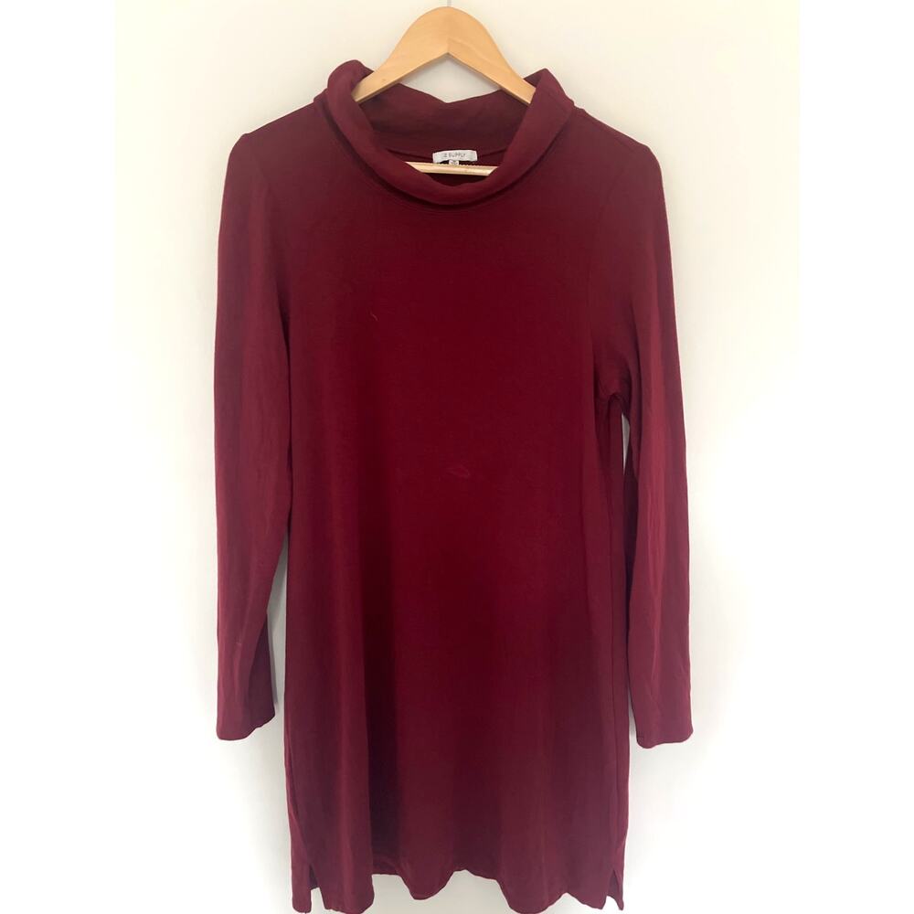 Z Supply Jersey Knit Dress Medium Maroon Cowl Neck